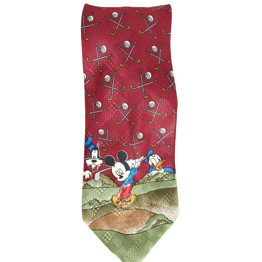 Vintage Disney Unlimited‎ Mickey Mouse Goofy Donald Duck Golf Athletics Neck Tie